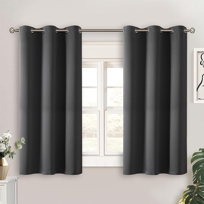 BGment Dark Grey Short Blackout Curtains by BGment