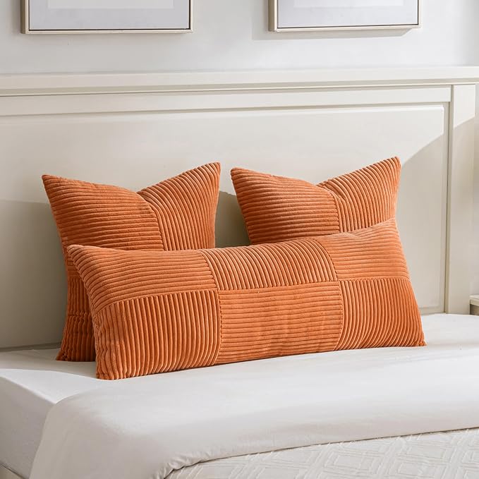 Fancy Homi 2 Packs Orange Euro Decorative Throw Pillow Covers 26x26 Inch - Image 5