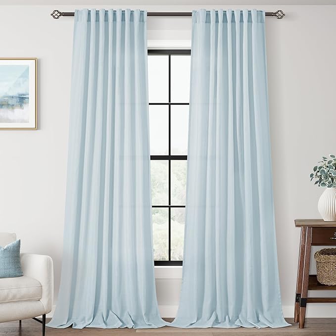 Sky Blue Curtains 84 inch Length by Jolilight
