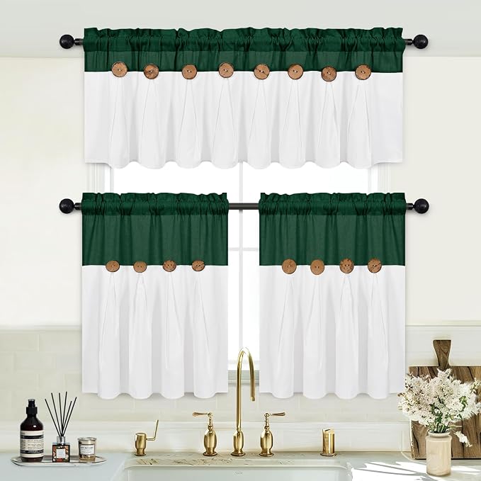 FRAMICS Boho Kitchen Curtains 24 Inch Length, Farmhouse Cotton Linen Tier - Image 6