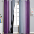 Purple and Grey Blackout Curtains 84 Inches Long, Ombre and Wavy Line Pattern by ESTELARTEXTILER