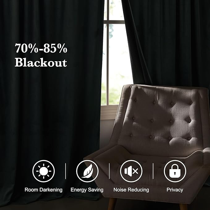 RYB HOME Dusty Blue Velvet Drapes - Image 7