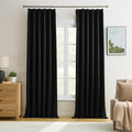 Black Curtains Blackout 102 Inches Long, Luxury Faux Silk Polyester Pinch by KEQIAOSUOCAI
