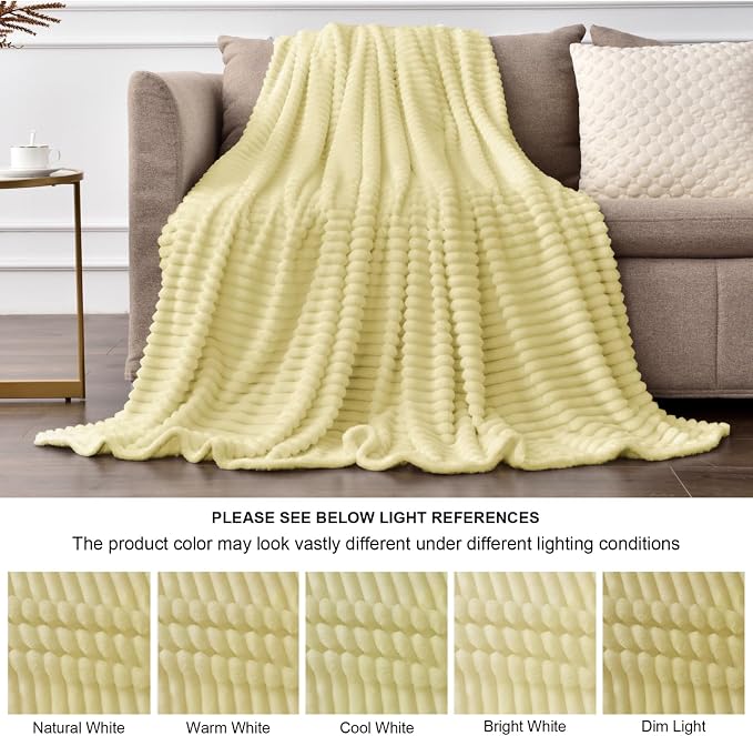 BEDELITE Fleece Blanket Twin Size – 3D Ribbed Jacquard Soft and Warm Decorative - Image 6
