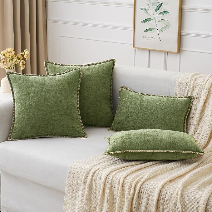 MIULEE Pack of 2 Couch Throw Pillow Covers 20x20 Inch Sage Green Farmhouse - Image 5