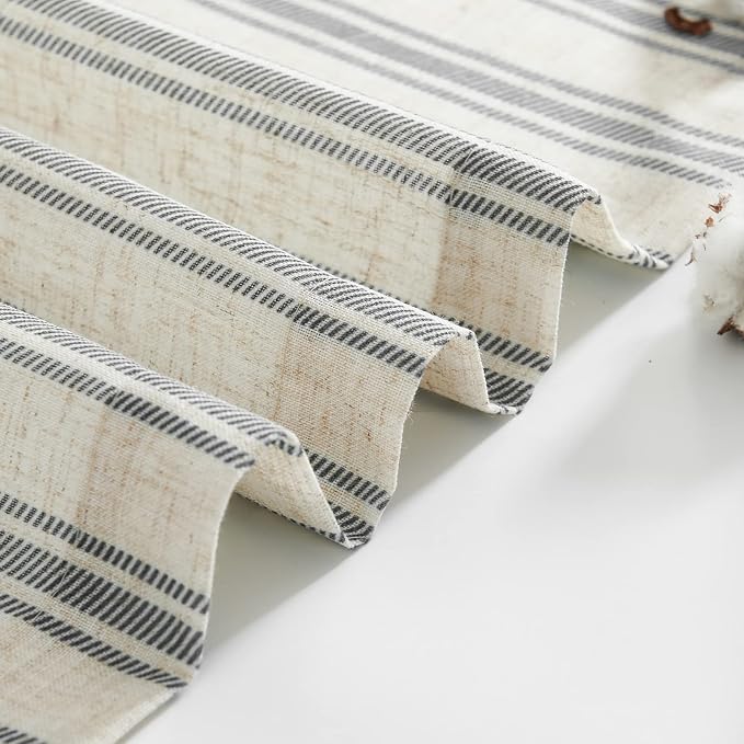 jinchan Striped Valance Farmhouse Window Treatment Linen Textured Drapes - Image 9