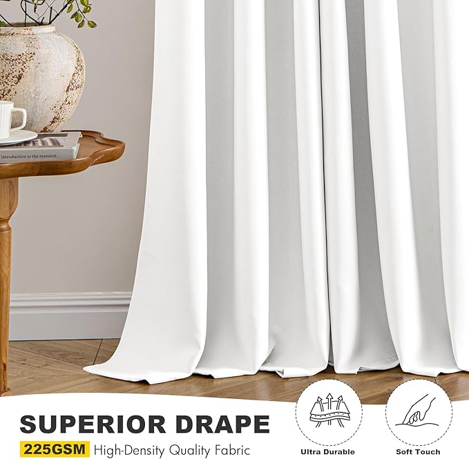 MIULEE Pure White Curtains for Bedroom Living Room 72 Inches Long 2 Panels - Image 5