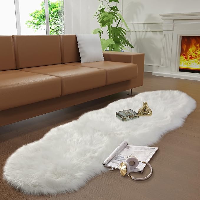 Faux Fur Rug for Bedroom, Fluffy Runner Rugs Soft Sheepskin Rug Sofa Couch Seat - Image 2