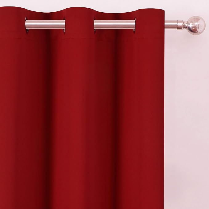 LEMOMO Blackout Curtains 66 x 84 inch/Red Curtains Set of 2 Panels/Thermal - Image 7