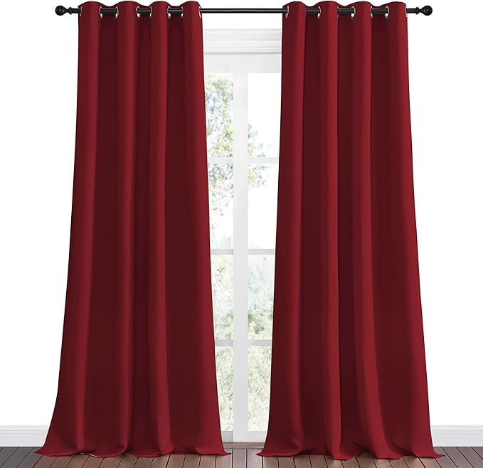 NICETOWN Burgundy Red Blackout Draperies Curtains - Image 2