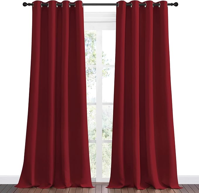 NICETOWN Burgundy Red Blackout Draperies Curtains - Image 2