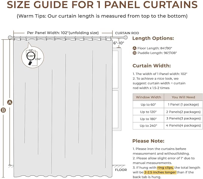 INOVADAY Linen Textured 100% Blackout Sliding Door Curtains 102x90 Oatmeal | 1 - Image 8