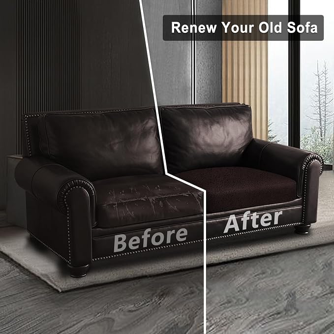 Leather Look Couch Cushion Covers Sofa Seat Slipcovers Sets Couches Furniture - Image 7