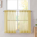 Simplebrand Yellow Short Sheer Kitchen Cafe Curtains 36 x 42 Inch, 2 Panels by Simplebrand