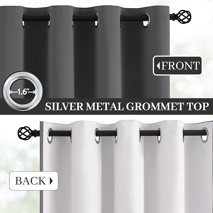 Yakamok Dove Grey 100% Blackout Curtains Grommet Window Treatments - Image 3