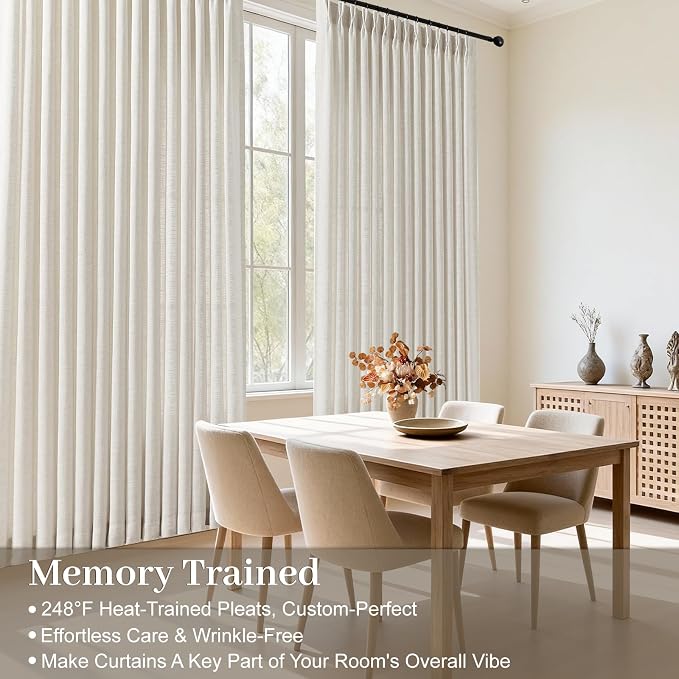 IVAPUPU Natural Pinch Pleated Curtains 84 Inch Length - Image 2