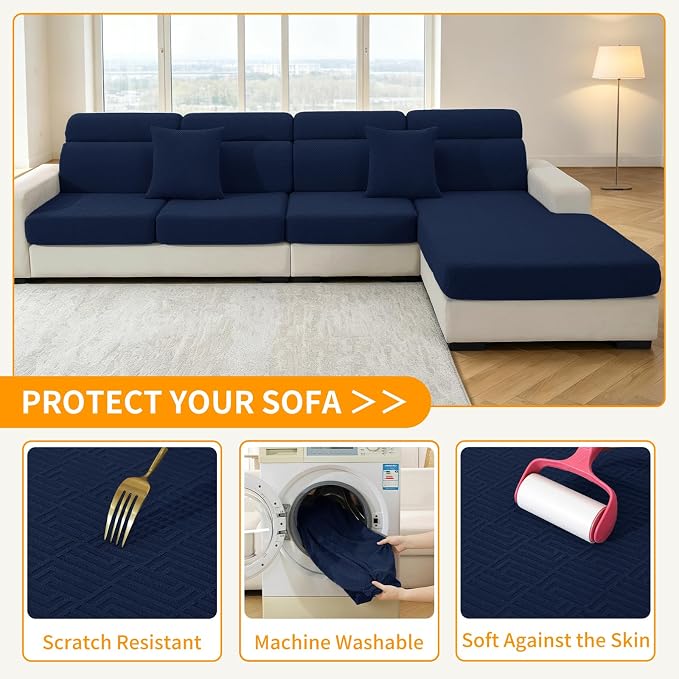 XINEAGE Couch Cushion Covers, Loveseat Seat Slipcovers - Image 6