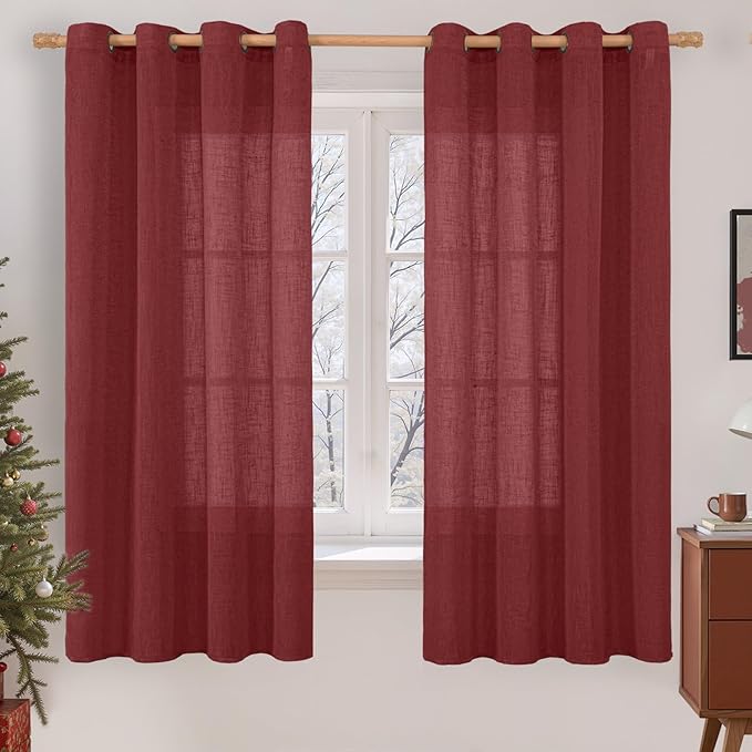 LAMIT Sheer Linen Curtains 63 Inch Length by LAMIT