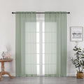 OWENIE Sage Green Sheer Curtains 72 Inches Long 2 Panels Set, Transparent Voile by OWENIE