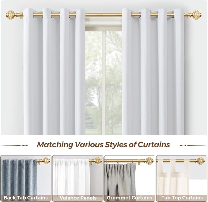 Curtain Rods 32 to 58 Inches, USFOOK 7/8 Inch Telescoping Splicing Drapery Rods - Image 6