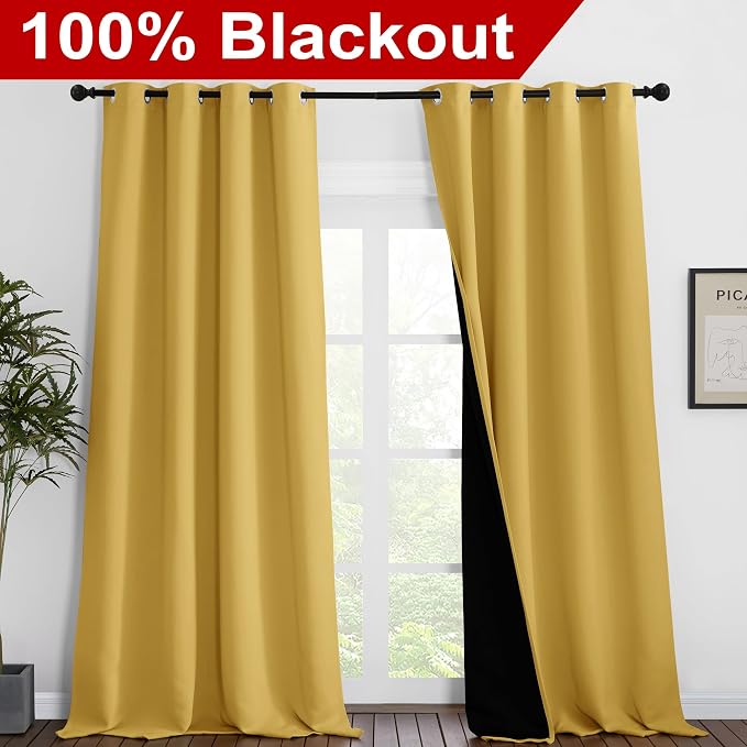 NICETOWN Full Shading Curtains 90 inches Long 2 Panels Set - Image 2