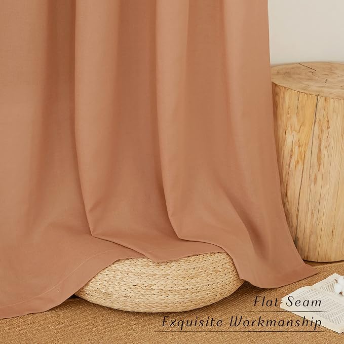 NICETOWN Linen Burnt Orange Window Curtains 84 inches Long, Grommet Thick Linen - Image 7