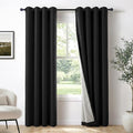 100% Blackout Linen Textured Curtains 96 Inch Long, Light Blocking, Thermal by 100BlackoutShield