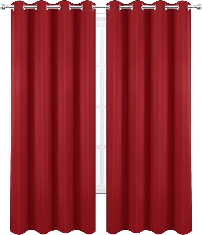 LEMOMO Blackout Curtains 52 x 84 inch/Bright Red Curtains Set of 2 - Image 2