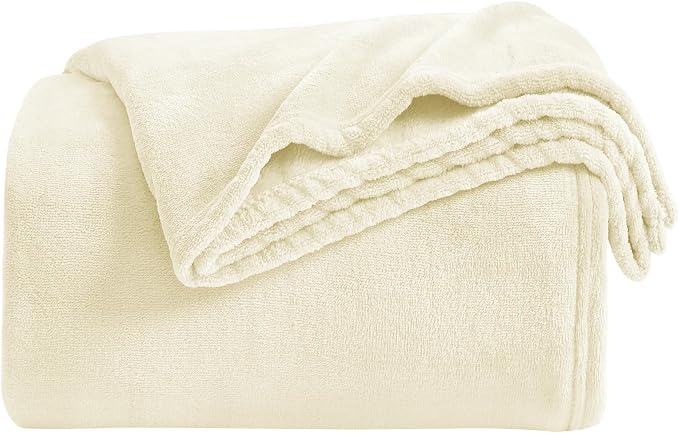KMUSET Cream Fleece Blanket Twin Size - Image 4