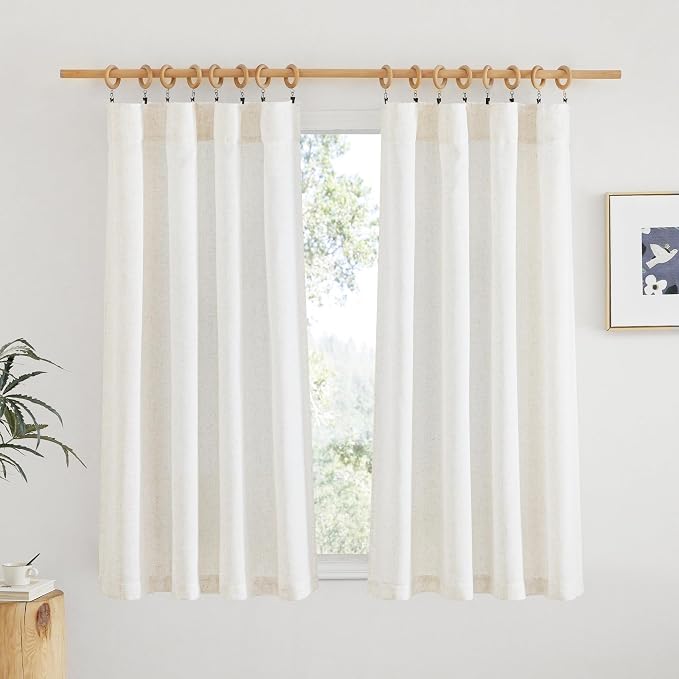 NICETOWN Natural Linen Curtains 54 inches Long - Image 2