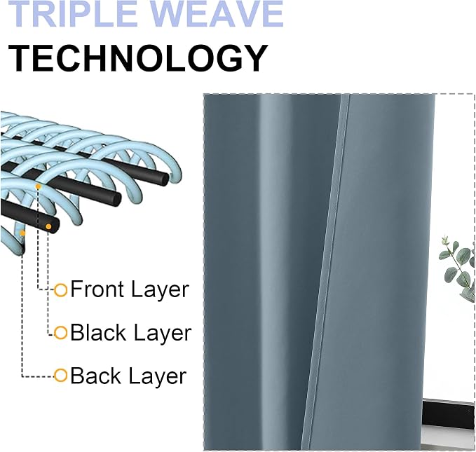 Simplebrand Ava Stone Blue Short Blackout Curtains - Image 5