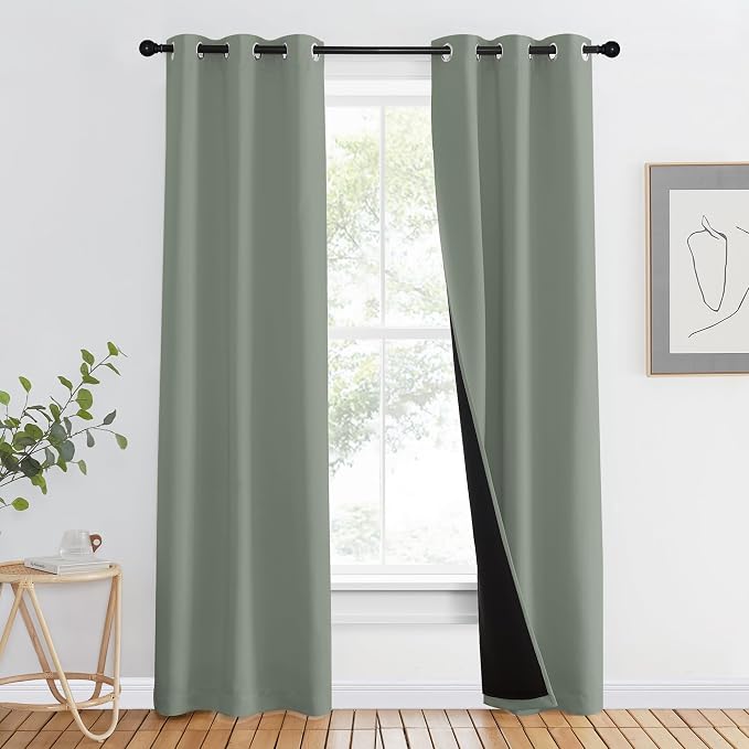 NICETOWN 100% Blackout Window Curtain Panels, Heat and Full Light Blocking by NICETOWN