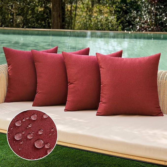 MIULEE Pack of 4 Decorative Solid Waterproof Throw Pillow Covers Linen Garden by MIULEE