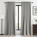 Grey Linen Blackout Curtains 95 Inch Long 2 Panels Back Tab Thermal Insulated by Topfinel