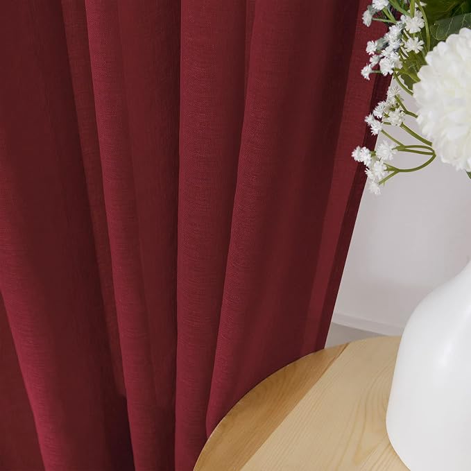 Tollpiz Sheer Curtains Linen Textured Bedroom Curtain Sheers Light Filtering - Image 3