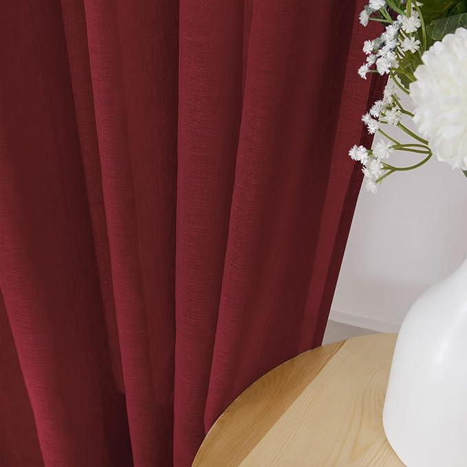 Tollpiz Short Sheer Curtains Living Room Linen Textured Curtain Sheers Light - Image 3