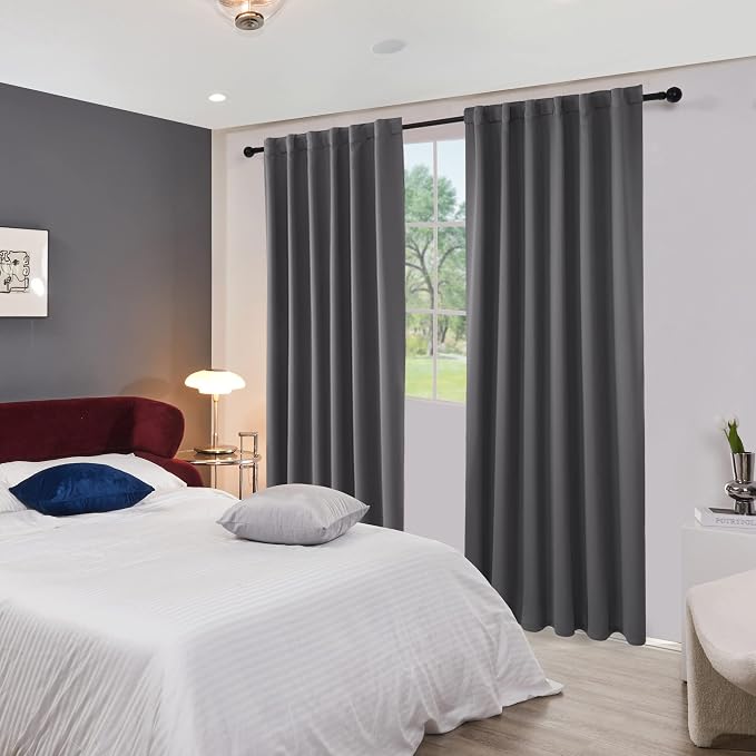 Deconovo Blackout Curtains, Thermal Insulated, W52 x L45 2 Panels, Back Tab - Image 7