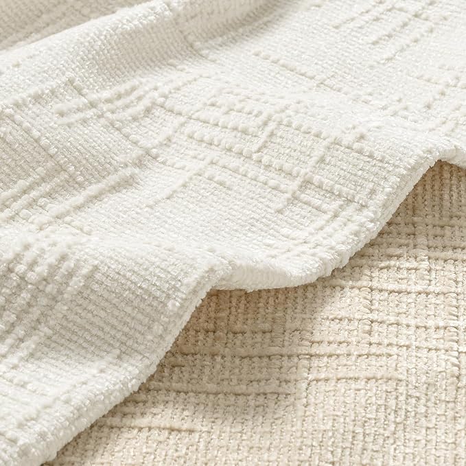 MIULEE Chenille Textured Throw Pillow Covers Cream White 18x18 Set of 2 | - Image 2