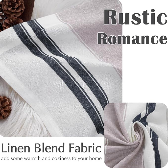 jinchan Striped Linen Curtain 18 Inch Window Treatment - Image 5