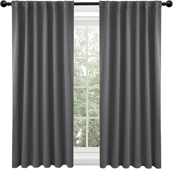 Deconovo Blackout Curtains, Thermal Insulated, W52 x L45 2 Panels, Back Tab - Image 2