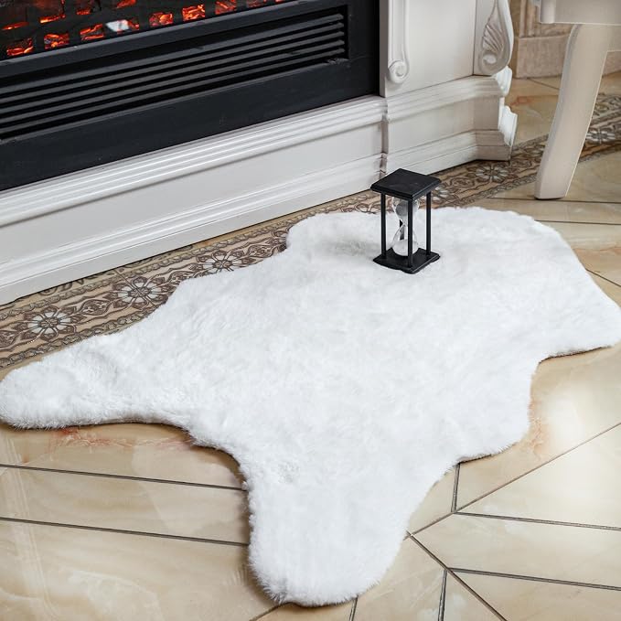 ThreadGlobe Fluffy Faux Rabbit Fur Rug 2'x3', Ultra Soft & Non-Slip Small Rugs by Unknown