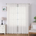 Lecloud Leia Ivory Sheer Curtains 84 Inches Long 2 Panels, Airy Voile Jacquard by Lecloud