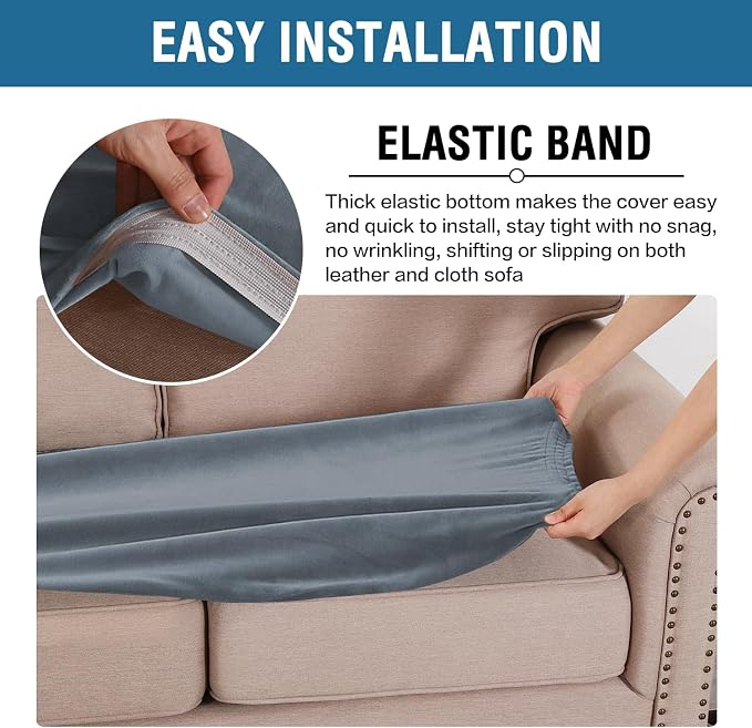 H.VERSAILTEX Velvet Stretch Individual Couch Cushion Cover Plush Cushion - Image 4