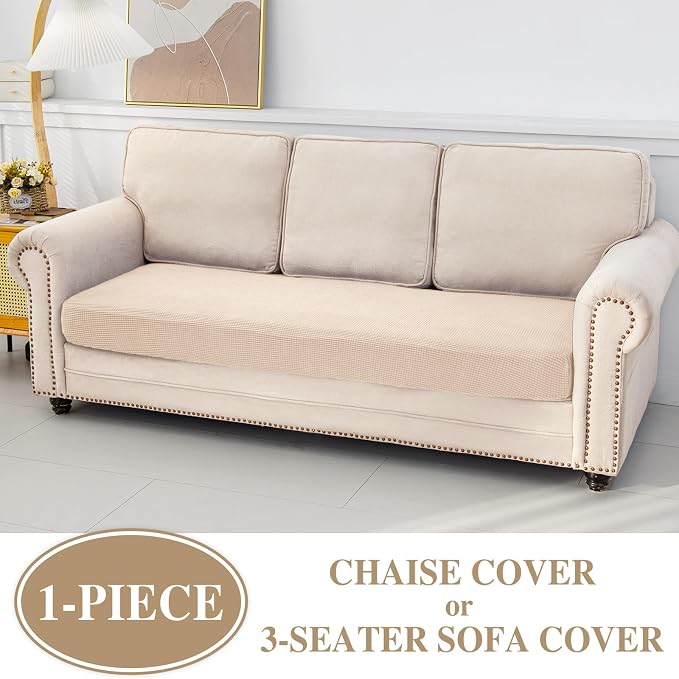 Couch Cushion Cover Chaise Lounge Cover Washable Separate Seat Chaise Couch - Image 3