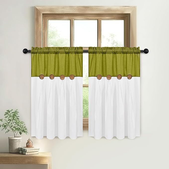 FRAMICS Farmhosue Kitchen Curtains 36 Inch Length, Rustic Cotton Linen Tier - Image 7