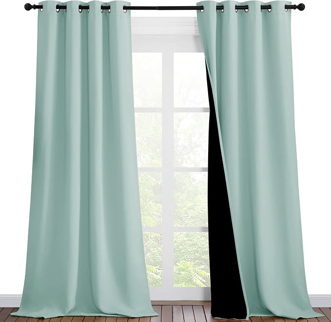 NICETOWN Aqua Blue Blackout Curtains 90 inches Long, Full Light Blocking Drapes by NICETOWN