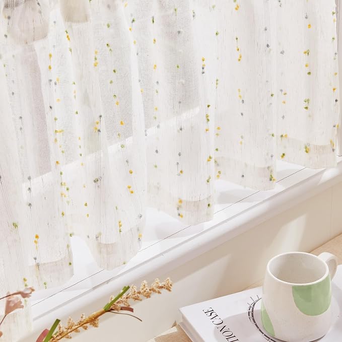 jinchan Valance Curtains for Windows 16 Inch Colorful Mini Pom-Pom Country - Image 8