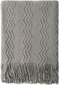 BOURINA Throw Blanket Textured Solid Soft Sofa Throw Couch Cover Knitted by BOURINA