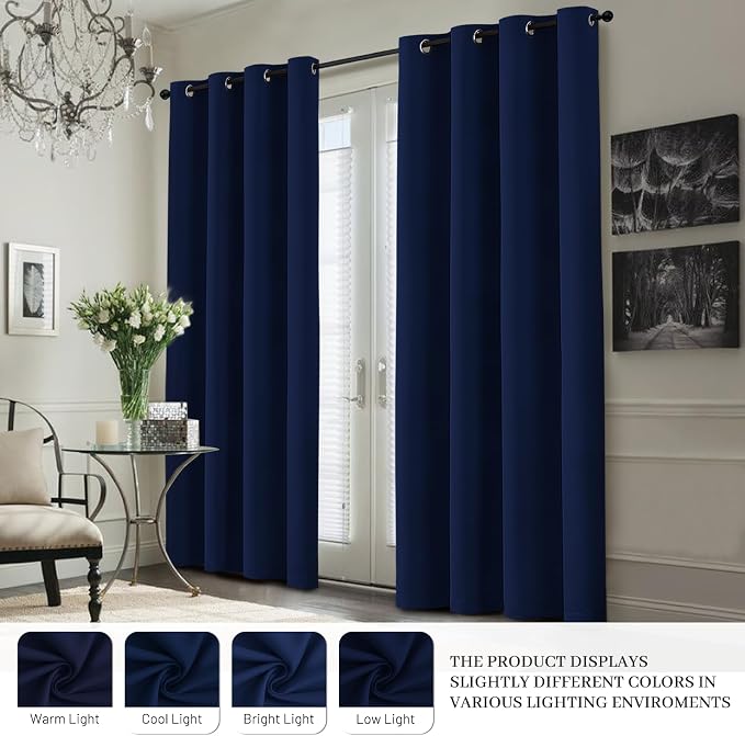 Yakamok 100% Blackout Curtain Panels 63 inches Cold and Light Blocking Drapes - Image 7