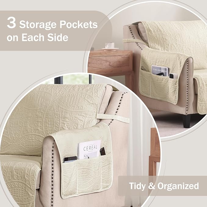 Large Camel Recliner Chair Covers, Quilted Décor Water-Repellent Lazy Boy Chair - Image 3